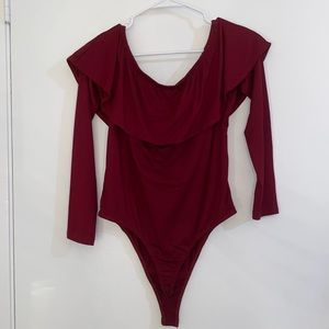Off shoulder, long sleeve body suit